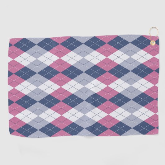 Dusty Pink & Navy Blue Slate Argyle Golfhanddoek (Horizontaal)