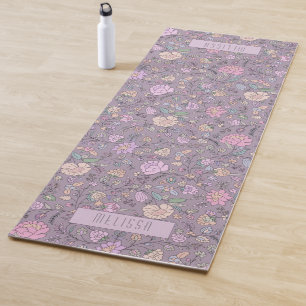 Dusty Pink Paars Beige Whimsical Colorful Floral Yogamat