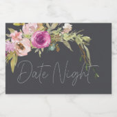 Dusty Pink Paars Elegant Floral Datum nacht Jar Voedselcontainer Etiket (Enkel label)