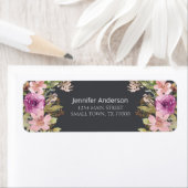 Dusty Pink Paars Floral Address Label (Insitu)