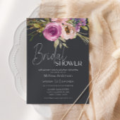 Dusty Pink Paars Floral Charcoal Vrijgezellenfeest Kaart