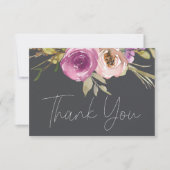 Dusty Pink Paars Floral Elegant Hartelijk dank Bedankkaart (Voorkant)
