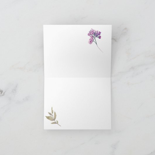 Dusty Pink Paars Floral Hartelijk dank Bedankkaart (Binnen)