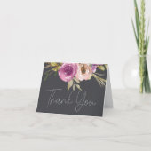 Dusty Pink Paars Floral Hartelijk dank Bedankkaart (Voorkant)