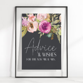 Dusty Pink Paars Floral Kaart & Gifts Sign Poster