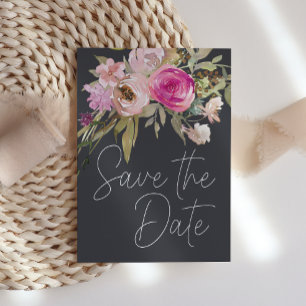 Dusty Pink Paars Floral Save The Date