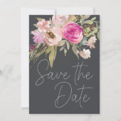 Dusty Pink Paars Floral Save The Date (Voorkant)