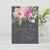 Dusty Pink Paars Floral Save The Date (Staand voorkant)