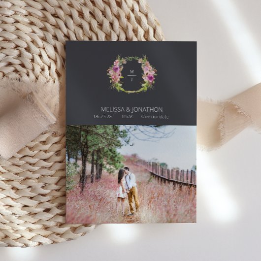 Dusty Pink Paars Floral Verloving Afbeelding Save The Date