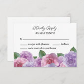 Dusty Pink Paars Floral Wedding RSVP Kaart (Voorkant / Achterkant)
