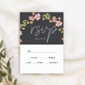 Dusty Pink Paars Floral Wedding RSVP Kaart