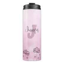 Dusty Pink Paars  meisje Floral Monogram