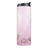 Dusty Pink Paars  meisje Floral Monogram Thermosbeker (Gedraaid links)