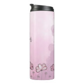 Dusty Pink Paars  meisje Floral Monogram Thermosbeker (Geroteerd rechts)