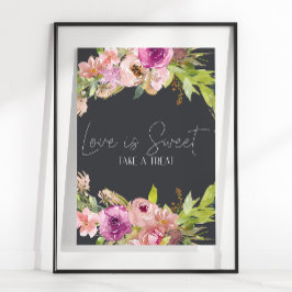 Dusty Pink Paars Wedding Love is Sweet Favor Poster