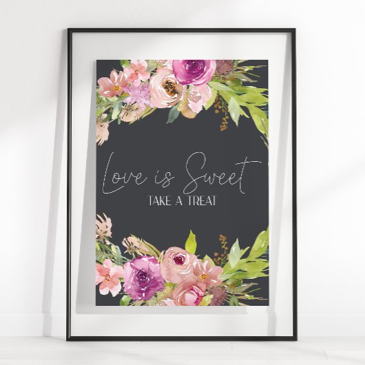Dusty Pink Paars Wedding Love is Sweet Favor Poster