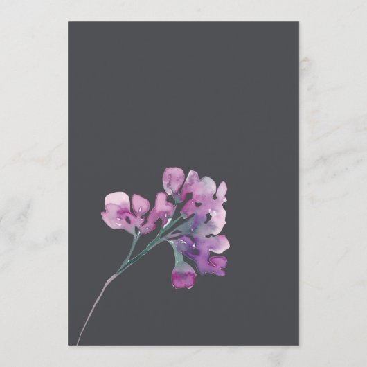 Dusty Pink Paarse Floral Romantic Wedding Menu (Achterkant)