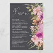 Dusty Pink Paarse Floral Romantic Wedding Menu (Voorkant)