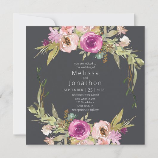 Dusty Pink Paarse Floral Wedding (Voorkant)