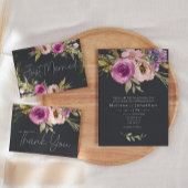 Dusty Pink Paarse Floral Wedding Kaart