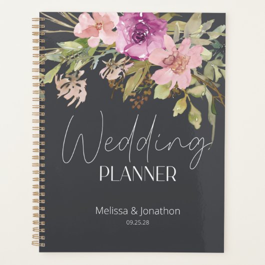 Dusty Pink Paarse Floral Wedding Planner (Voorkant)