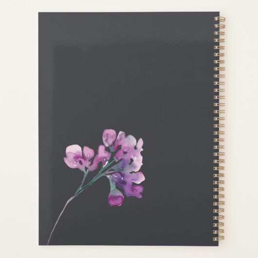 Dusty Pink Paarse Floral Wedding Planner (Achterkant)