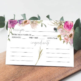 Dusty Pink Paarse Floral Wedding Recipe Kaart Notitiekaartje