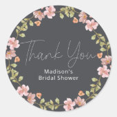 Dusty Pink Paarse Floral Wedding Ronde Sticker (Voorkant)