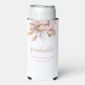 Dusty Pink Pampas Grass Boho Floral Afstuderen Seltzer Blikjeskoeler (Seltzer Voorkant)