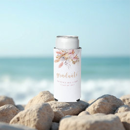 Dusty Pink Pampas Grass Boho Floral Afstuderen Seltzer Blikjeskoeler