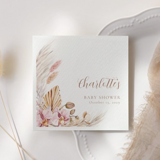Dusty Pink Pampas Grass Floral | BABY SHOWER Servet