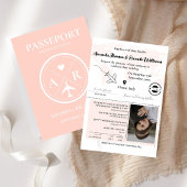 Dusty Pink Passport Foto Bruiloft Uitnodiging