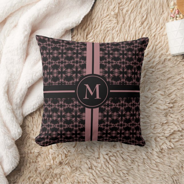 Dusty Pink Pattern Monogramed Kussen (Deken)