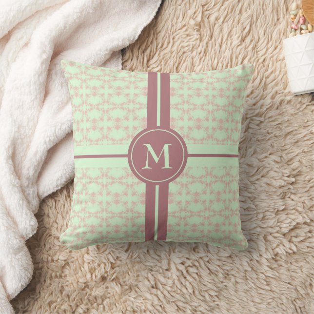Dusty Pink Pattern Monogramed Kussen (Deken)