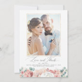 Dusty Pink Peach Floral Wedding Dank u Kaart (Voorkant)