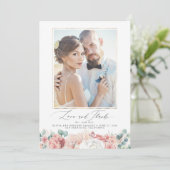 Dusty Pink Peach Floral Wedding Dank u Kaart (Staand voorkant)
