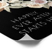 Dusty Pink Peach Flowy Botanical Black Wedding Poster (Hoek)