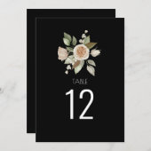 Dusty Pink Peach Roos Black Wedtable Number (Voorkant / Achterkant)