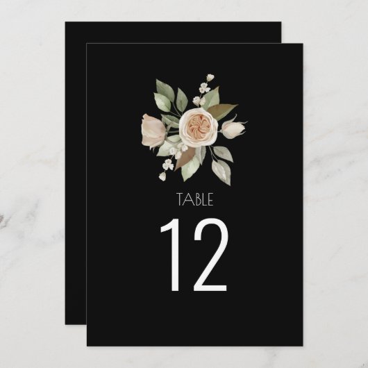 Dusty Pink Peach Roos Black Wedtable Number (Voorkant / Achterkant)