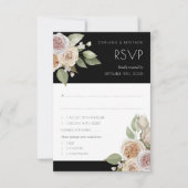 Dusty Pink Peach Roos Botanical Black Weddenschap RSVP Kaartje (Voorkant)