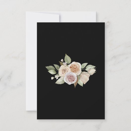 Dusty Pink Peach Roos Botanical Black Weddenschap RSVP Kaartje (Achterkant)