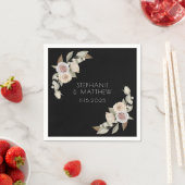 Dusty Pink Peach Roos Botanical Black Weddenschap Servet (Insitu)