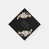 Dusty Pink Peach Roos Botanical Black Weddenschap Servet (Hoek)