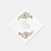 Dusty Pink Peach Roos Botanical Floral Wedding Servet (Hoek)