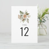 Dusty Pink Peach Roos Floral Wedding Table Number (Staand voorkant)