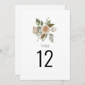 Dusty Pink Peach Roos Floral Wedding Table Number (Voorkant / Achterkant)