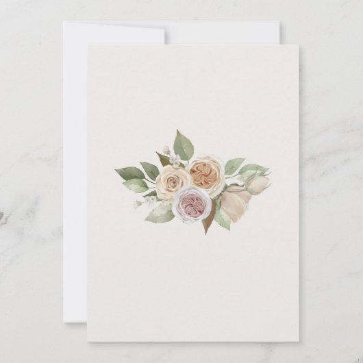 Dusty Pink Peach Roos Flowy Botanical Wedding Kaart (Achterkant)