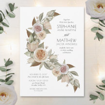 Dusty Pink Peach Roos Flowy Botanical Wedding