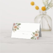 Dusty Pink Peach Rozen Botanical Floral Wedding Plaatskaartje (Voorkant)