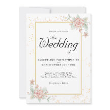 Dusty Pink Peony Floral Chic Waterverf Wedding